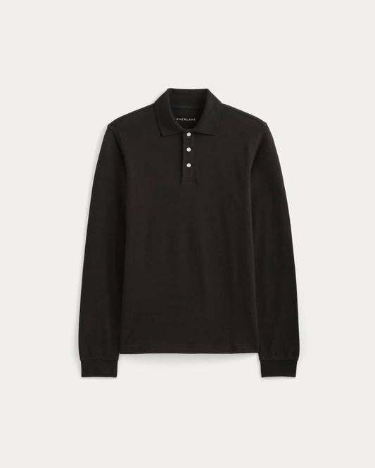 The Long-Sleeve Pique Polo | Black