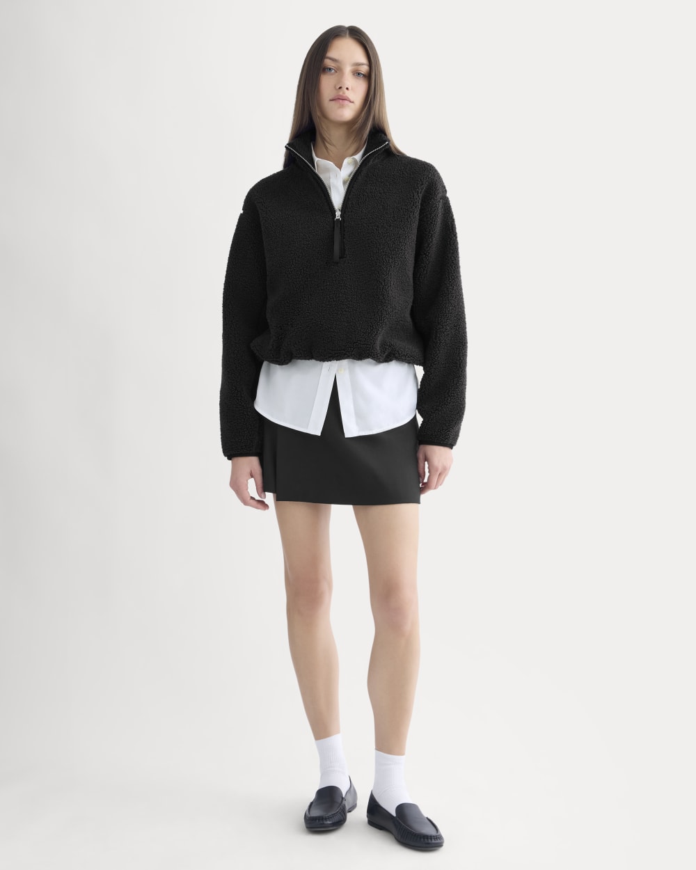 Reversible Teddy Half-Zip Pullover | Black