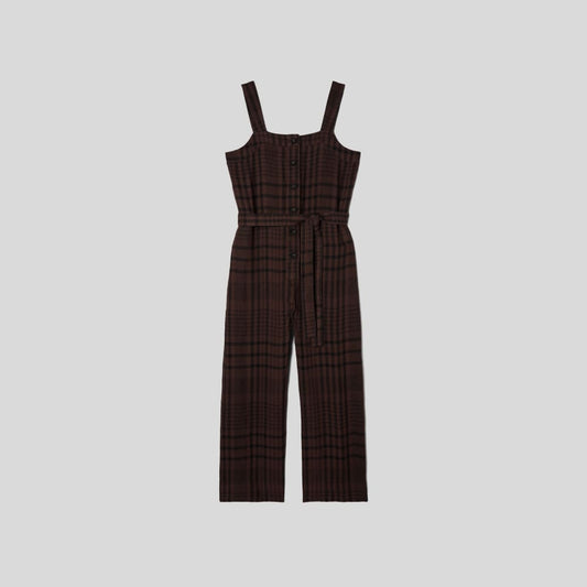The Linen Jumpsuit | Chocolate Brown / Black