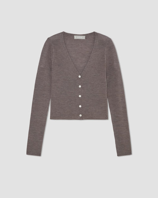 The Cardigan in Ultrasoft Merino | Heather Cocoa
