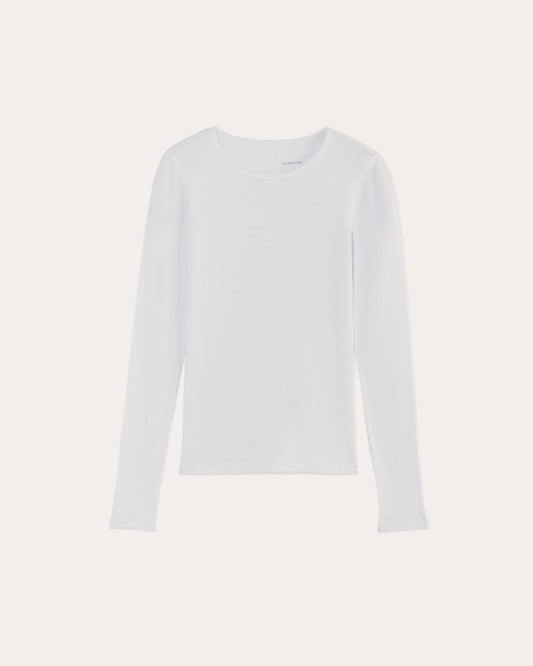 The Luxe Rib Long-Sleeve Crew | White