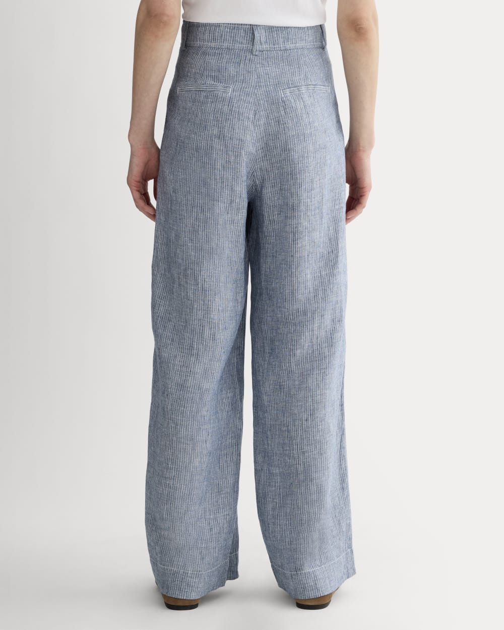 The Linen Way-High® Drape Pant  | White / Blue