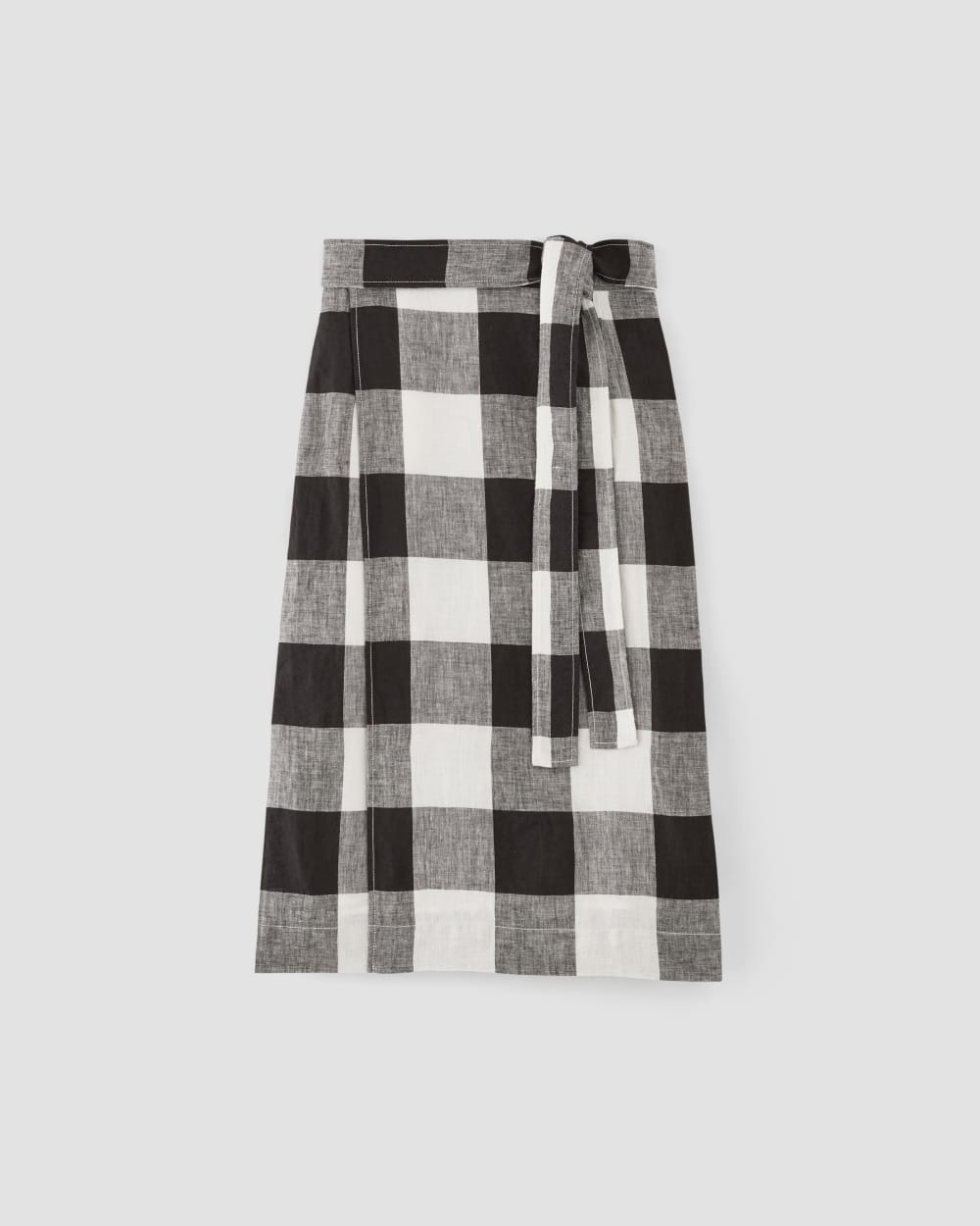 The Linen Wrap Skirt | Bone / Black Check