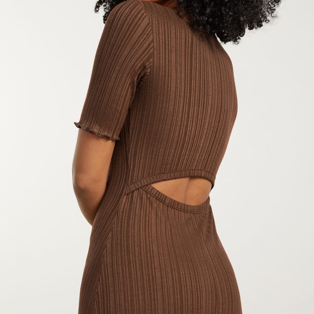 The Open Back Rib Dress | Espresso