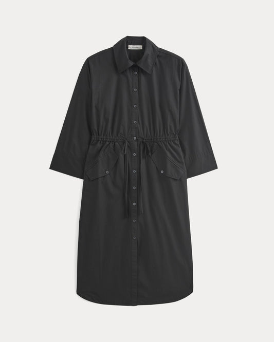 The Drawcord Shirtdress in Ultrasoft Cotton | Black