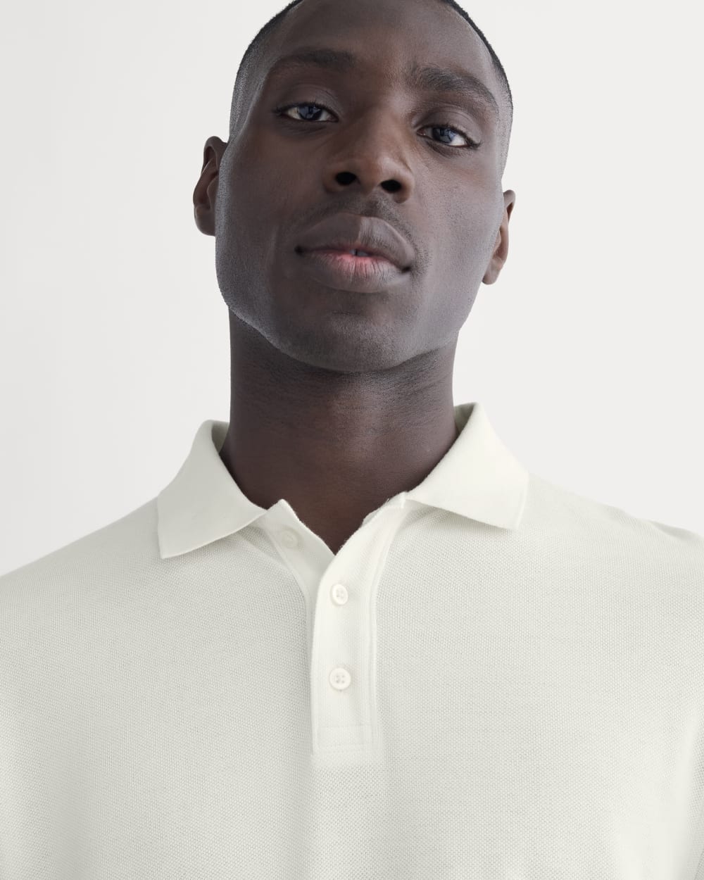 The Long-Sleeve Pique Polo | Bone