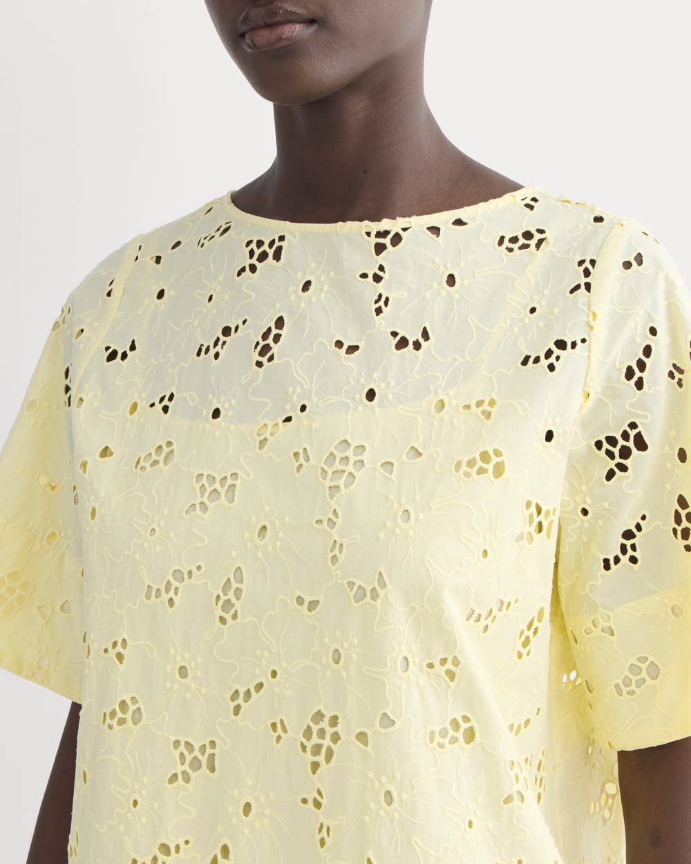The Eyelet Mini Shift Dress | Light Yellow