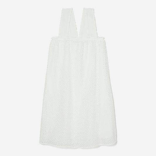 The Eyelet Smock Dress | White