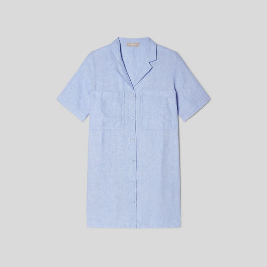 The Linen Workwear Dress | Light Blue