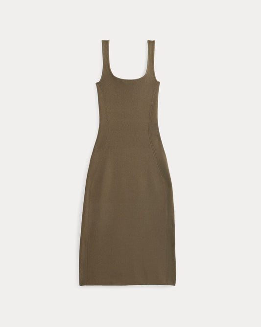 Knit Square-Neck Midi Dress | Deep Taupe