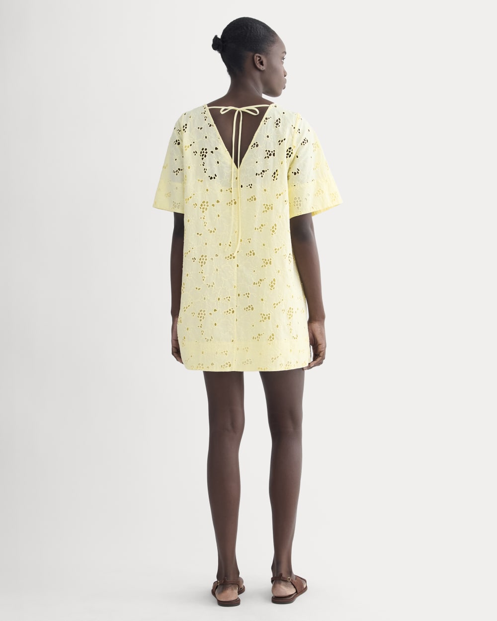 The Eyelet Mini Shift Dress | Light Yellow