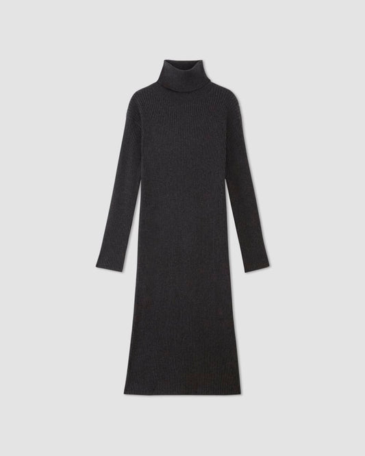 The Cotton-Merino Turtleneck Dress | Heather Charcoal