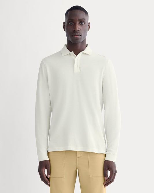 The Long-Sleeve Pique Polo | Bone