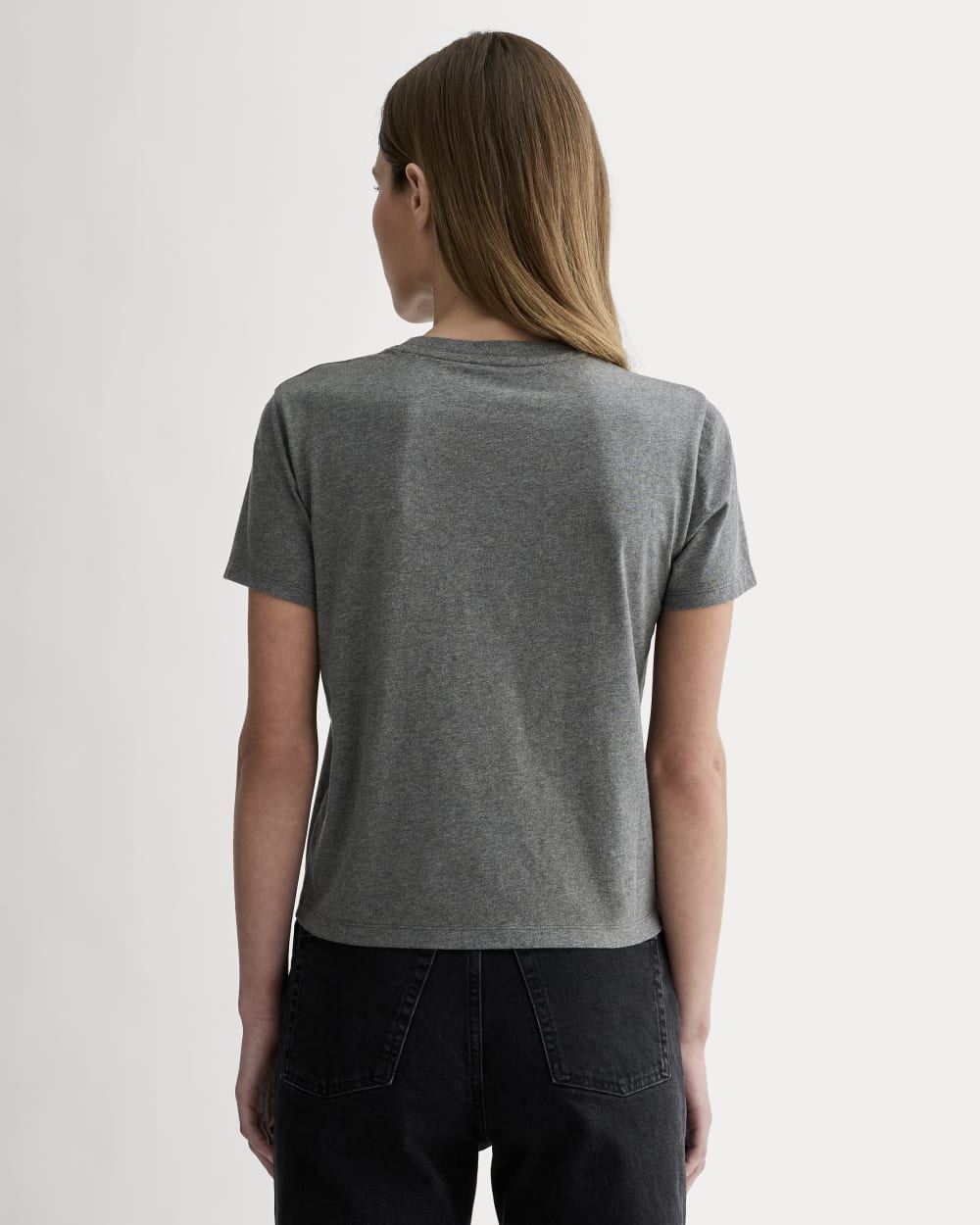 The Box-Cut Tee in Essential Cotton | Heathered Charcoal | Pocket