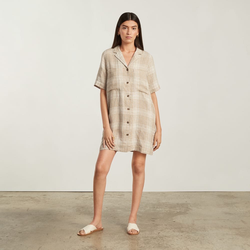 The Linen Workwear Dress | Iced Coffee Grid