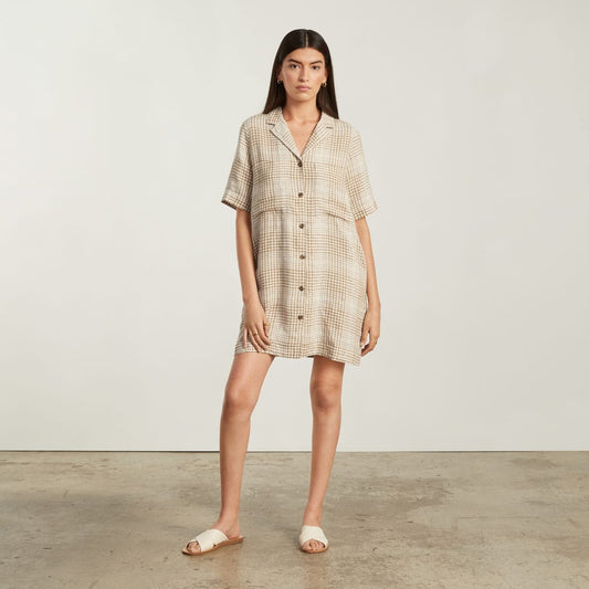 The Linen Workwear Dress | Iced Coffee Grid
